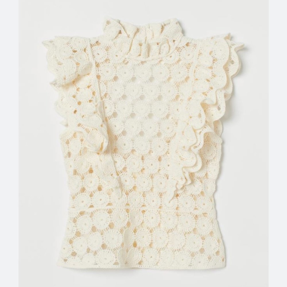 Chic H&M Flounce-Trimmed Crochet Top